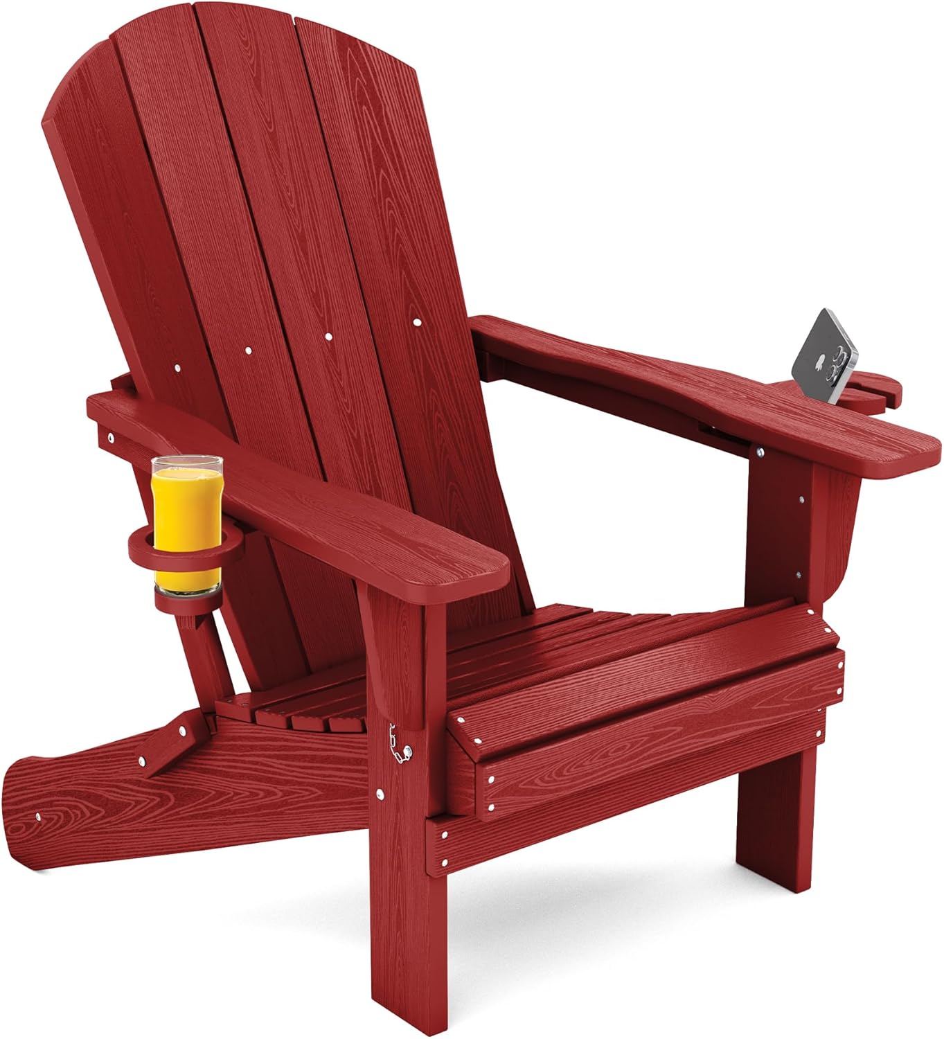 SERWALL Adirondack Chair with Cup Holders - Composite Adirondack Chairs Set of 8 HDPE Outdoor Chairs All Weather Use- Brown