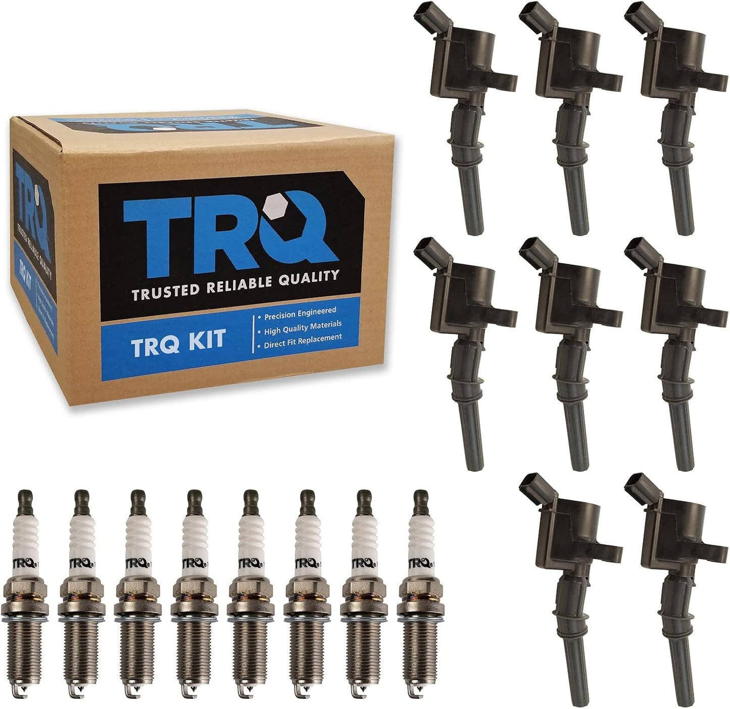 TRQ Ignition Kit Ignition Coil Set Spark Plugs Compatible with 2007-2011 Hyundai Accent 2009-2011 Kia Rio Rio5