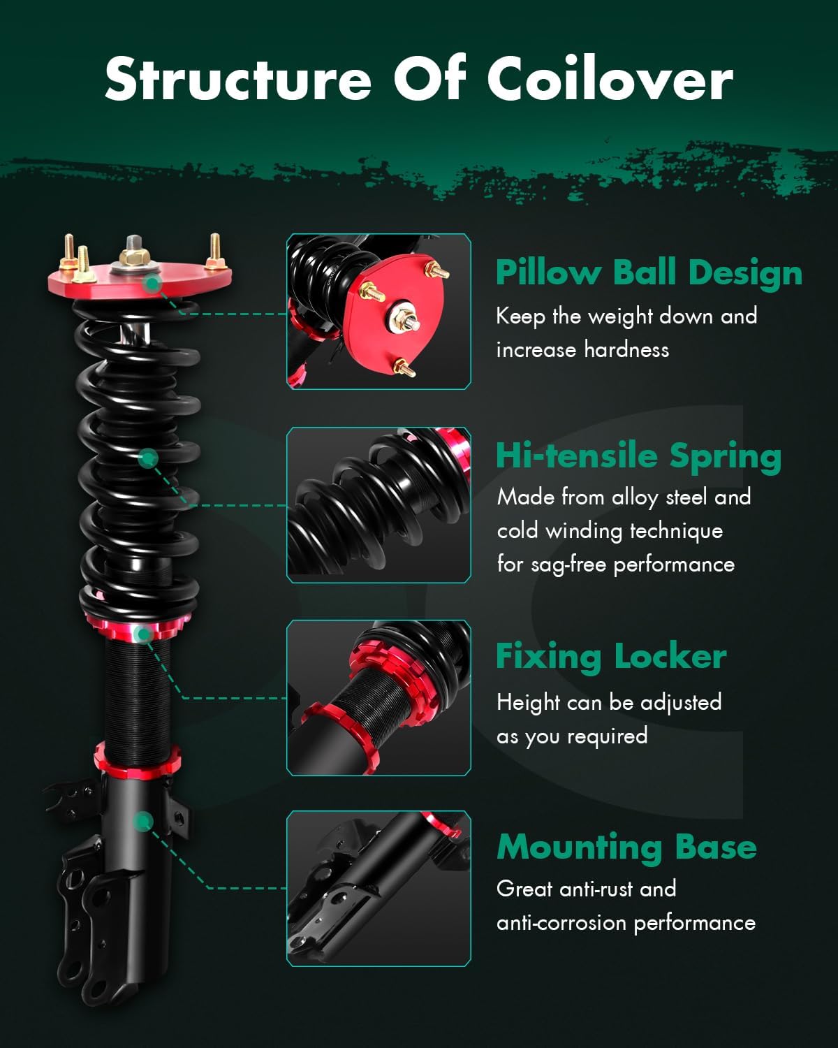 Coilover Suspensions Shock Struts Kits Assembly SCITOO Full Set Coil Shocks Struts Kits fit for 2007-2011 for Toyota Camry