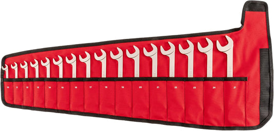 TEKTON Angle Head Open End Wrench Set with Pouch, 16-Piece (10-27 mm) | WAE92402 | Made in USA