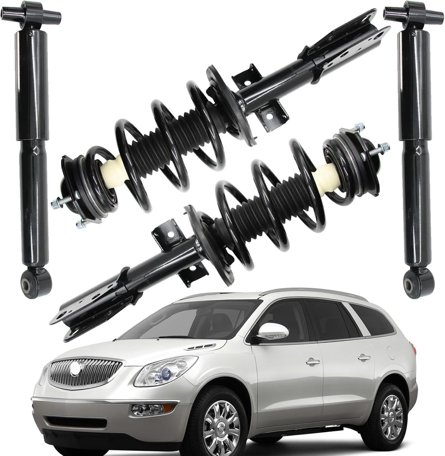 Shock Absorbers Front and Rear Assembly for Chevy Traverse/GMC Acadia/Buick Enclave/Saturn Outlook 2007-2012, Front and Rear Struts and Shocks with Coil Springs - 172518/182518/349125/37315