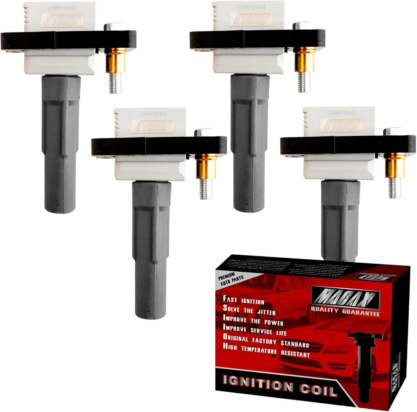 Set of 4 Ignition Coils UF480 UF508 Compatible with Subaru Impreza Baja Outback Legacy - H4 2.0L 2.5L Turbo Replaces 22433AA561 22433AA560 C1479 C1401 UF567