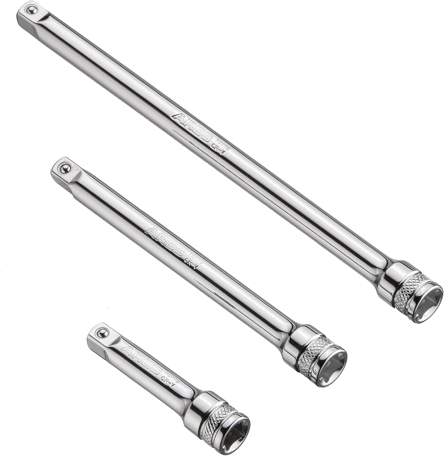 ARES 27094 – 3-Piece 3/8-Inch Drive Locking Impact Socket Extension Set – Aluminum Locking Ring Collar for Quick Release of Sockets and Accessories – 3-Inch, 6-Inch, and 12-Inch Extensions