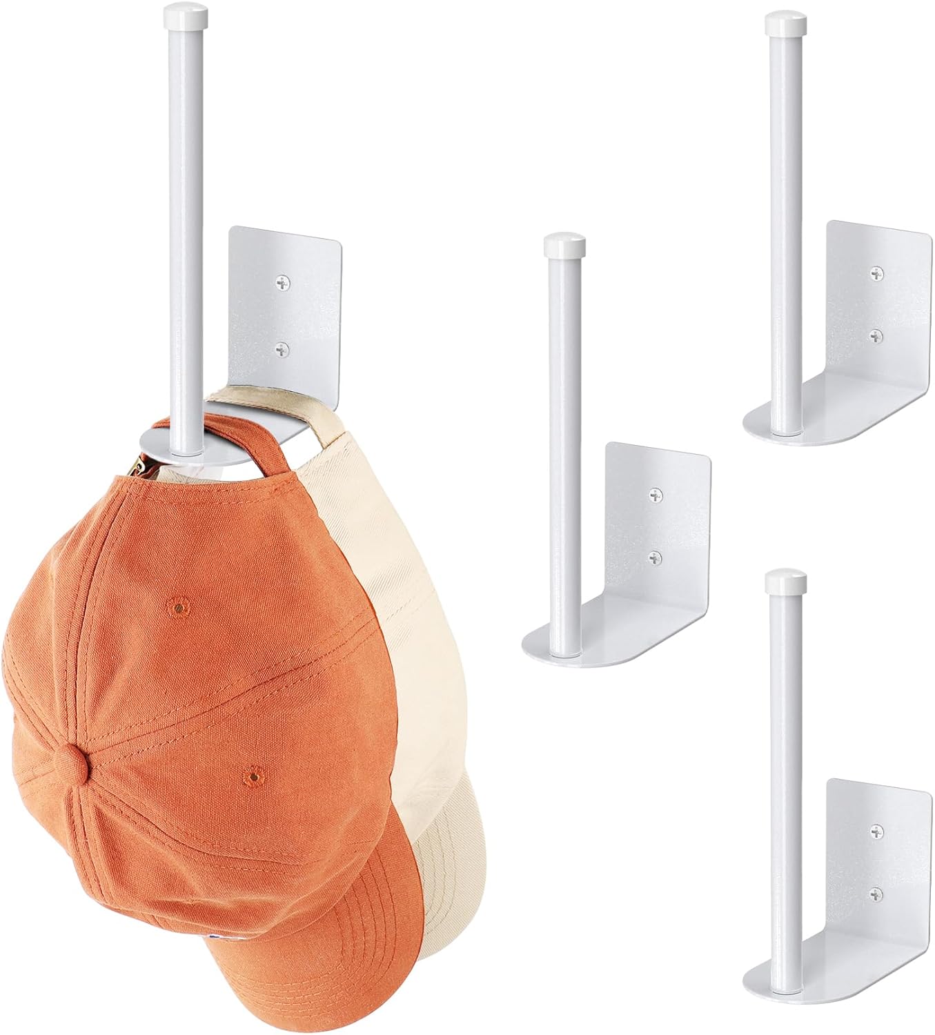2 Pack Hat Racks for Baseball Caps, Stainless Steel Hat Organizer for Baseball Cap, Hat Holder Storage Organizer, Hat Hanger Strong Adhesive/Wall Drilled for Door, Bedroom, Closet(Black 6 in)
