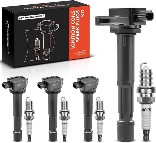A-Premium Ignition Coils and Spark Plugs Kits Compatible with Acura TSX 2009-2014 L4 2.4L
