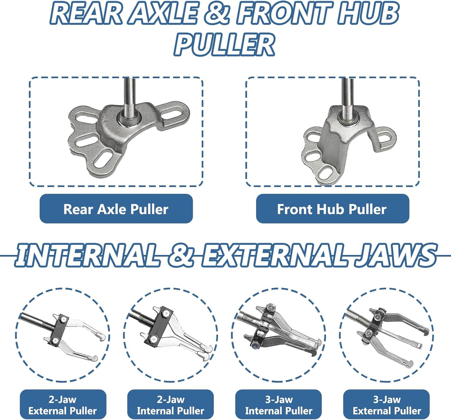 9-Way Slide Hammer Puller Set, Front Wheel Hub Bearing Remover & Rear Wheel Axle Hub Dent Shaft Puller Tool Kit Wheel Bearing Removal Tool