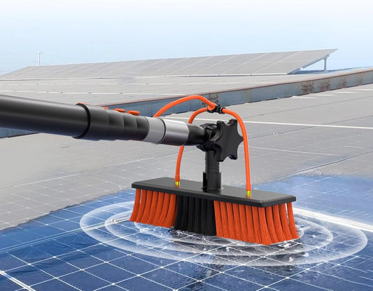 20FT Water Fed Solar Panel Cleaner Brush and Pole,Solar Panel Cleaning Kit with Telescopic Pole & Cleaner Solution Dispenser,180°Rotatable Solar Cleaning Brush with Lightweight Pole for RV,Boat,Deck