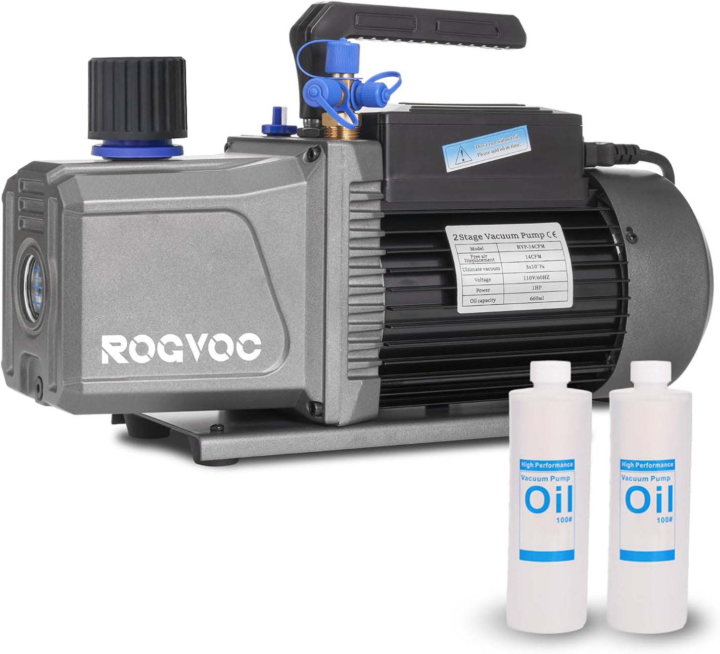 3.5 CFM Vacuum Pump, 110V 1/4 HP Single Stage Rotary Vane Air Vacuum Pump for HVAC/AUTO, AC Refrigerant Recharging, Applicable to R12 R22 R134a R410a