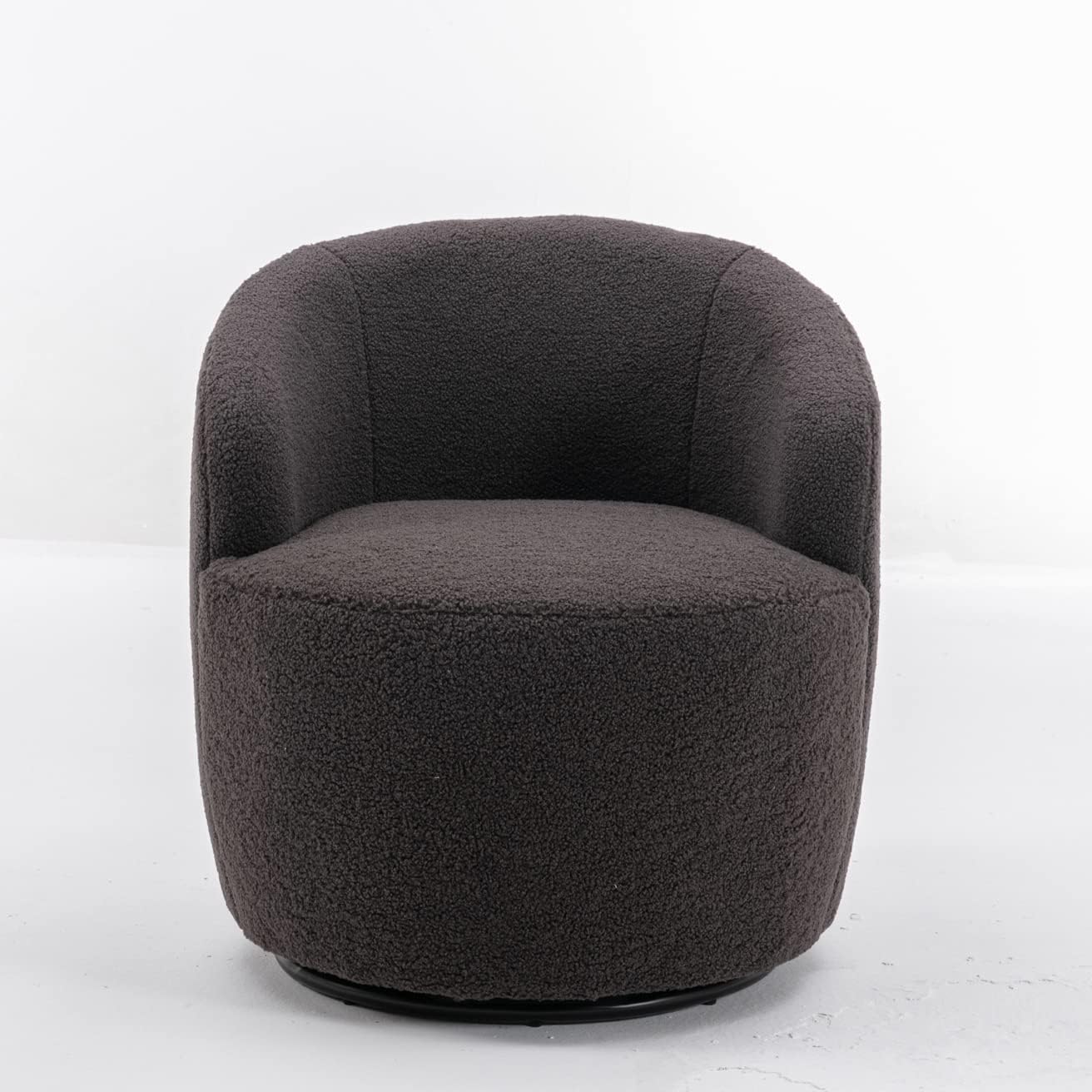 Set of 2 Teddy Fabric Swivel Accent Barrel Chair Armchair Upholstered Cozy Club Leisure Chair Single Sofa Reading Chair for Living Room Bedroom Conversation Areas Small Space (Coffee)