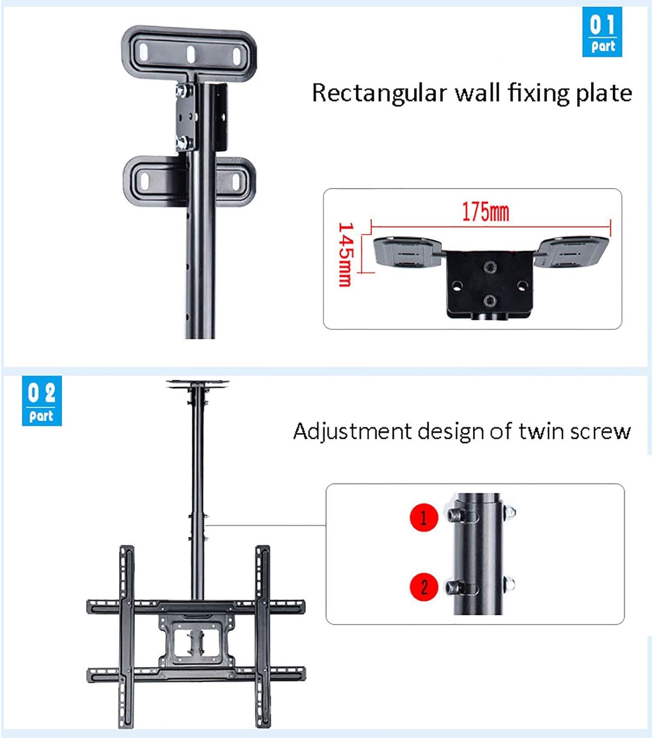Ultra Thin TV Wall Mount Adjustable Height for 40 70" LED Screens 30° Rotation Ceiling Support Heavy Duty Easy in Tion Perfect for Home Theater Setup