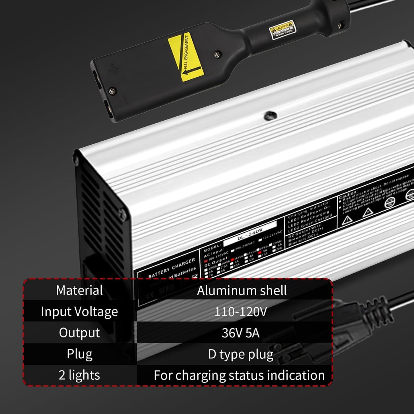 36V 5A with D Plug Volt Battery Charger Replacement for EZGO Txt Medalist Golf Cart