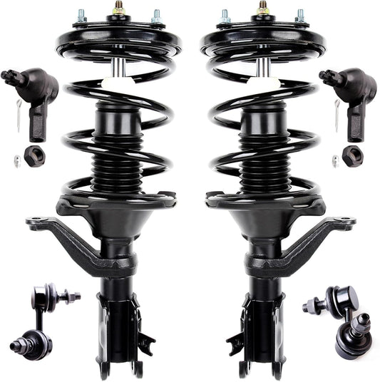 SCITOO Struts Shock suspension kit for 2001 2002 2003 for Acura EL 2001 2002 2003 2004 2005 for Honda Civic Front Complete Struts Assembly Stabilizer Bar Link Kit Tie Rod End 6 Pcs,171433 171434