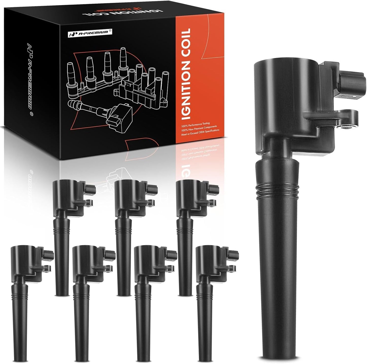 A-Premium Engine Ignition Coil Pack Compatible with Lincoln LS 2000-2006 & Jaguar S-Type 2000-2002 & Ford Thunderbird 2002-2005, 3.9L 4.0L, 8-PC Set