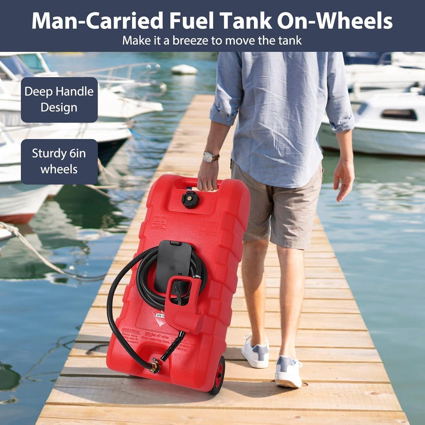 15 Gallon Gas Can with Pump - Portable Diesel Fuel Can with 9.8ft Hose & for Gasoline, Diesel, Kerosene & Water - Leak-Proof Gas Caddy for Cars, Trucks, Lawn Mowers, Atvs, Boats