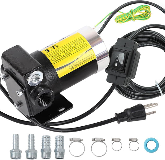 110V Automatic Gasoline Fuel Transfer Pump with Forward and Reverse Pumping, 2.3/3.7 GPM Portable Self-priming Fuel Oil Transfer Pump for Gasoline, Diesel, Kerosene, Biodiesel and More