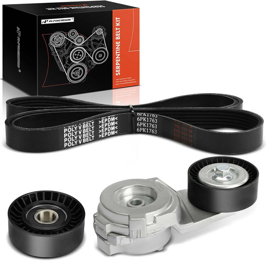 A-Premium Engine Serpentine Belt Drive Kit with Tensioner & Idler Pulley Compatible with Dodge & Chrysler & Volkswagen Cars - Grand Caravan, Journey, Avenger, Town & Country, Pacifica, Sebring, Routan