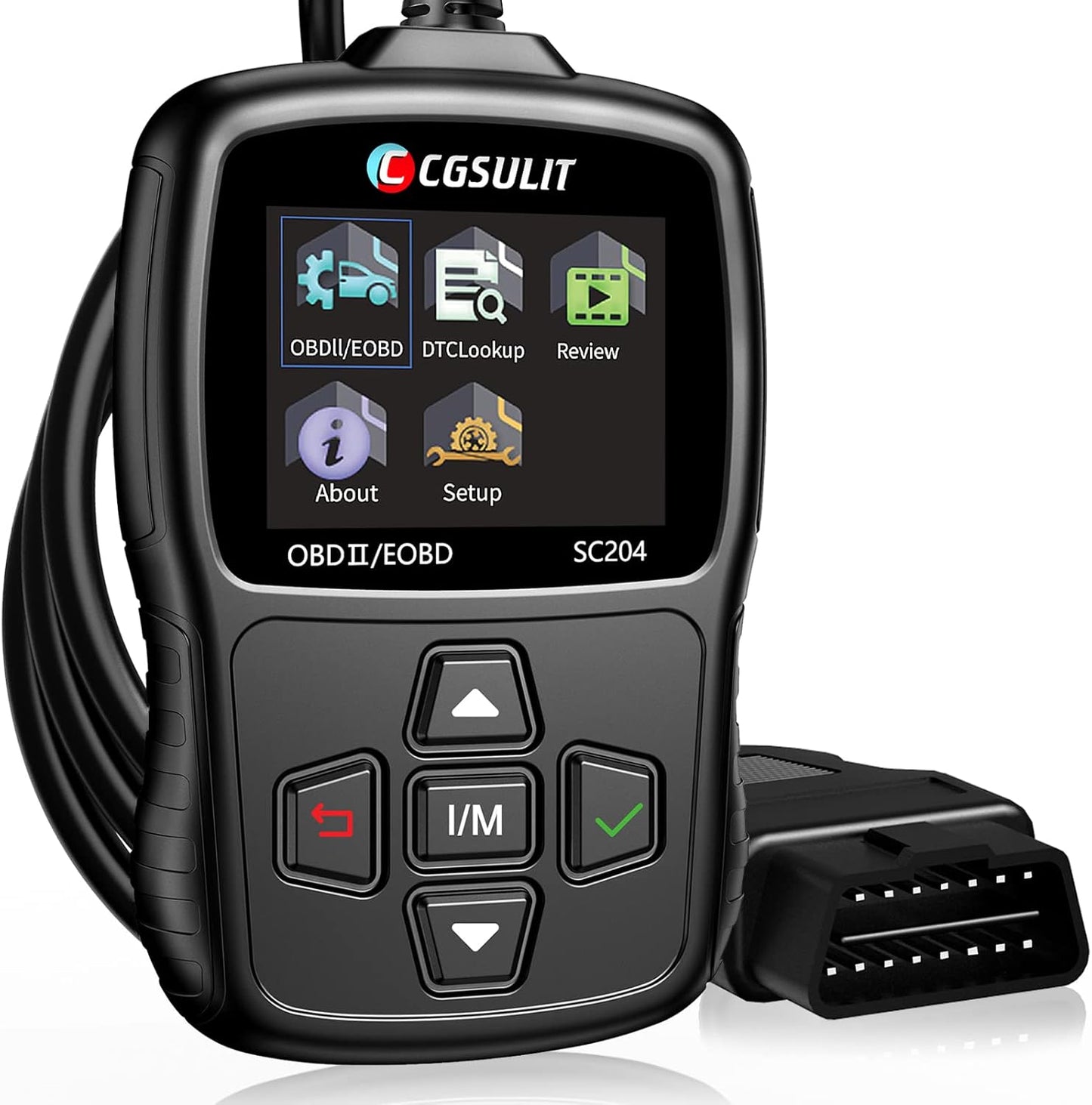 CGSULIT Scan Tool SC204 OBD2 Scanner, Check Engine Light Code Reader with Reset, One-Click I/M, Clear Error Code, DTC Lookup & More, Car Diagnostic Tool for All OBDII/EOBD Vehicles After 1996, Grey