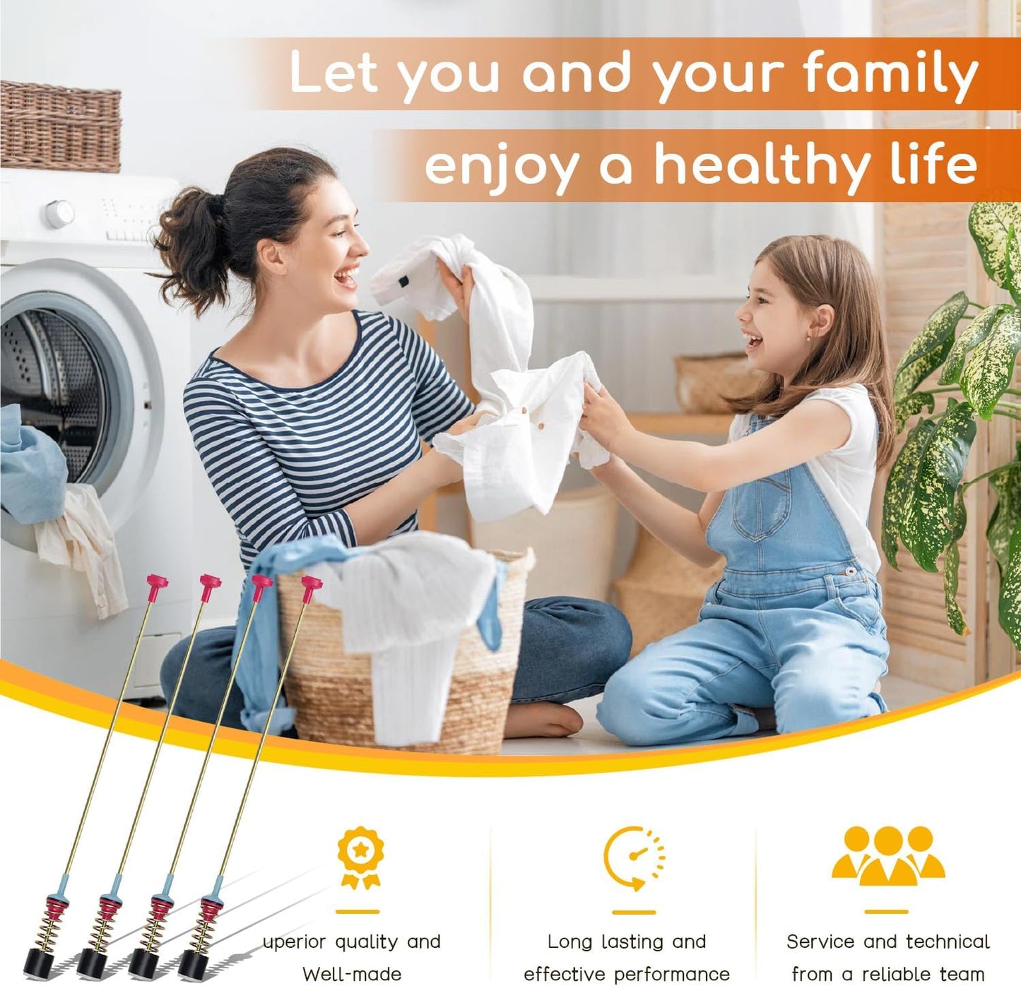 Casmer|DC97-16350Q WA55A7700AV Washer Suspension Rods for samsung Washer Suspension Rods, Part Number AP6806418, Fits for Samsung Models WA55CG7100AV, WA55A7300AE, WA55A7300AV, WA55CG7100AW