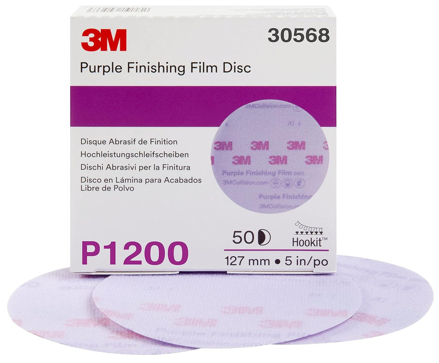 3M Hookit Purple Finishing Film Abrasive Disc 30667, 6 in, 1500+ Grade, 50 Pack, Clear Coat Sanding, Paint Finishing, Defect Removal, Long Lasting