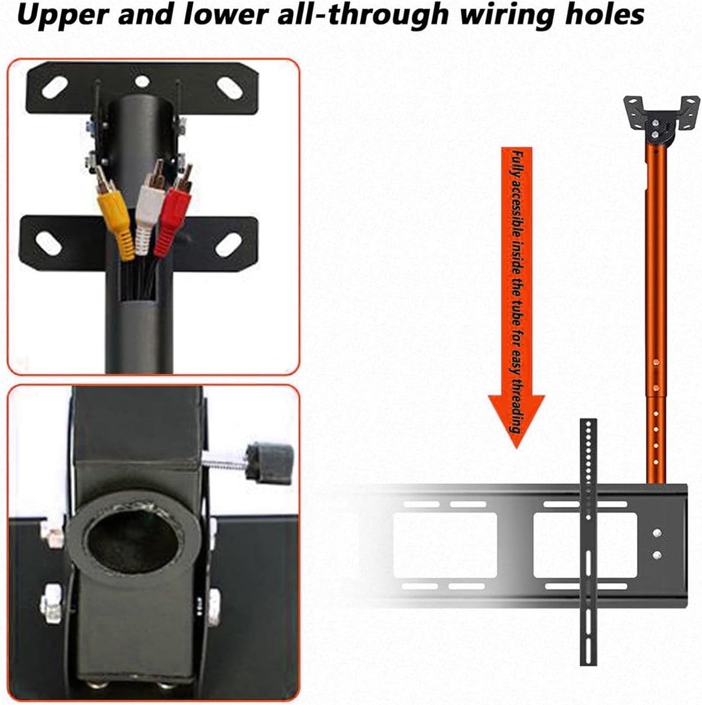 Ceiling TV Stand - Tv Wall Mount,for 32-100 Inches Tv Double Pole Large LED Screens Stand,Telescoping TV Lift,Adjustable Height Wall TV Mount Bracket,Three Installation
