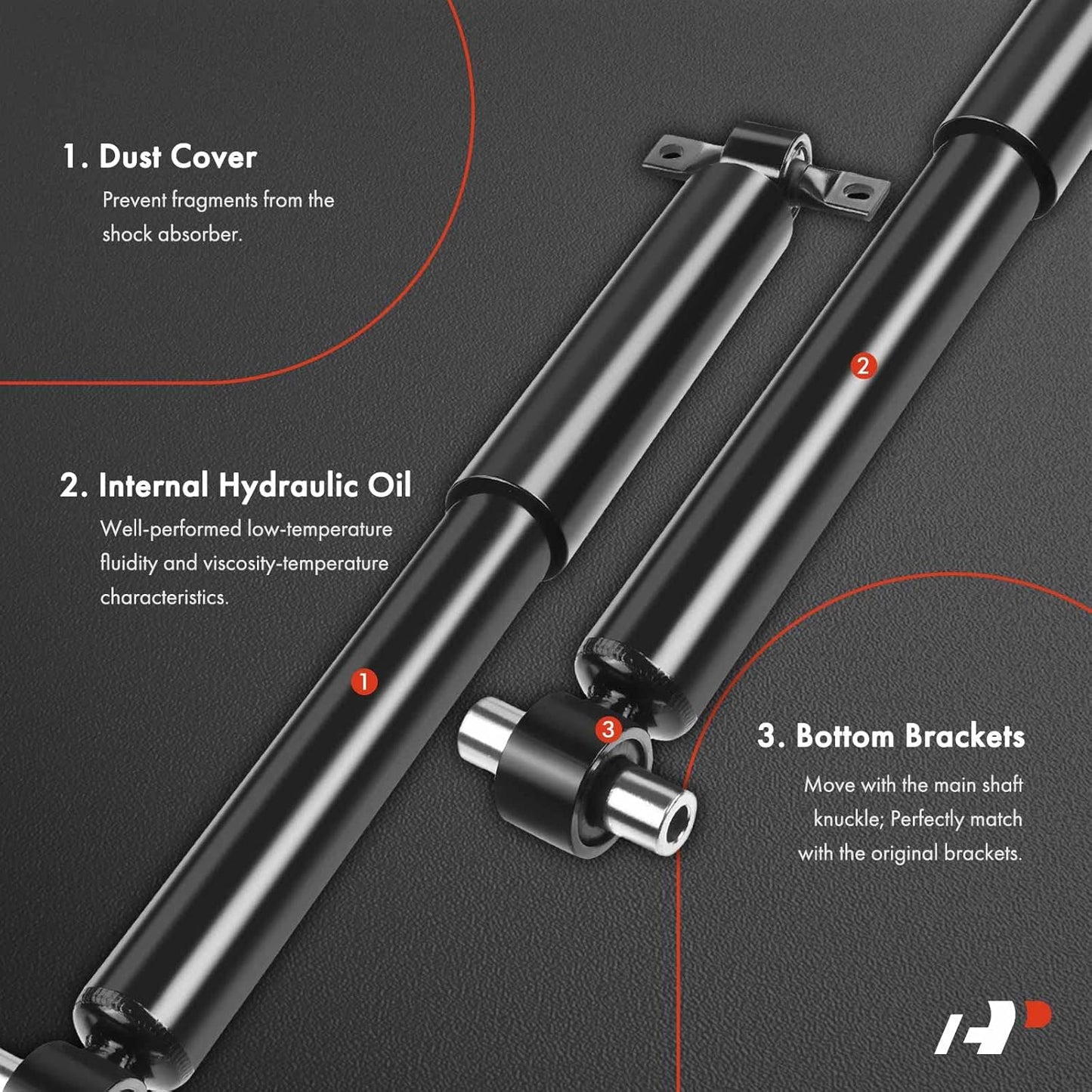 A-Premium Rear Pair (2) Shock Absorber Compatible with Honda Pilot 2009 2010 2011 2012 2013 2014 2015, Driver and Passenger Side