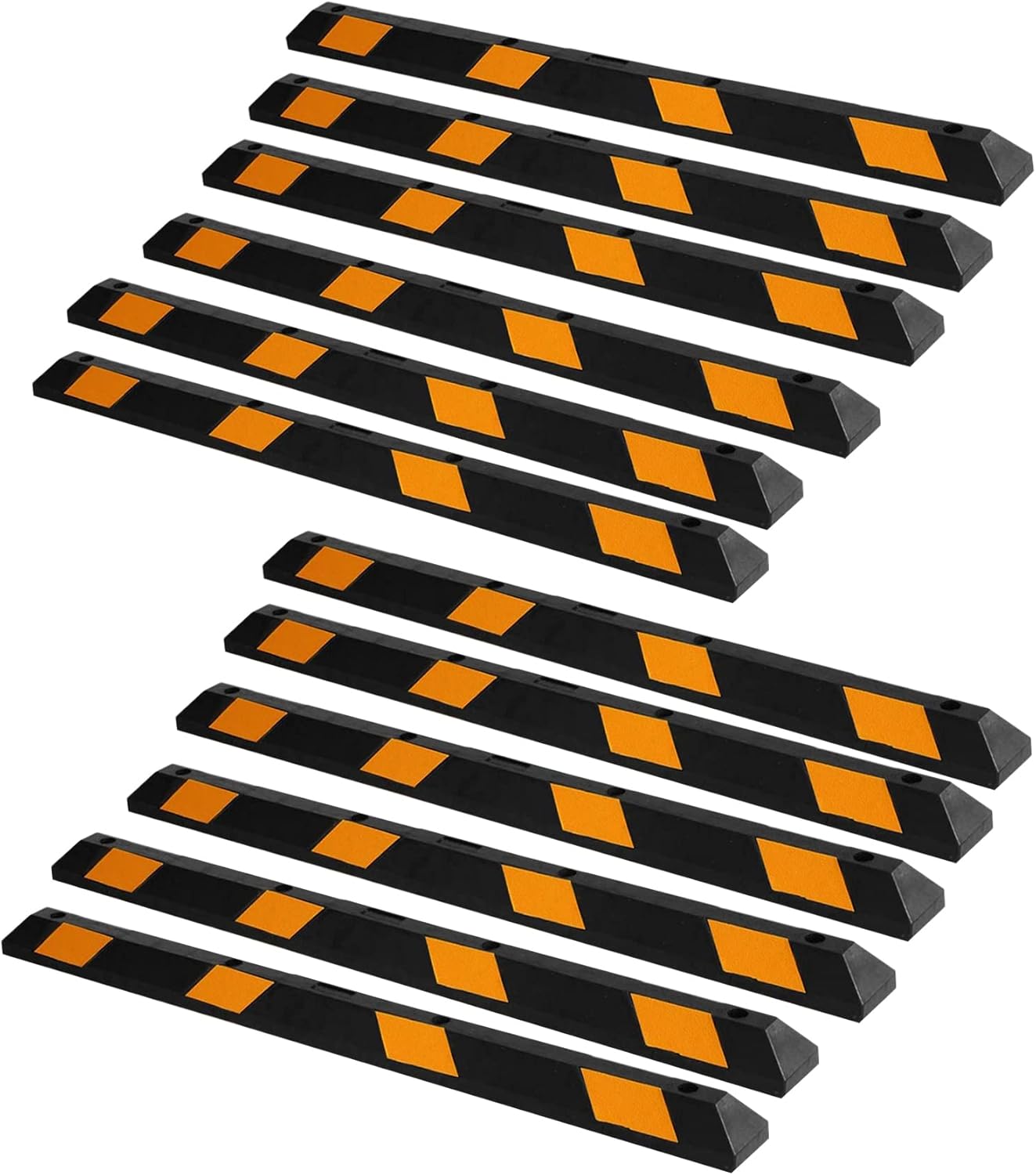 ZONETECH Large Heavy Duty Rubber Parking Curb – 72” Premium Quality Auto Garage Wheel Stopper Professional Grade w/Yellow Reflective Tape for Car, Truck, Trailer and RV (1-Pack)