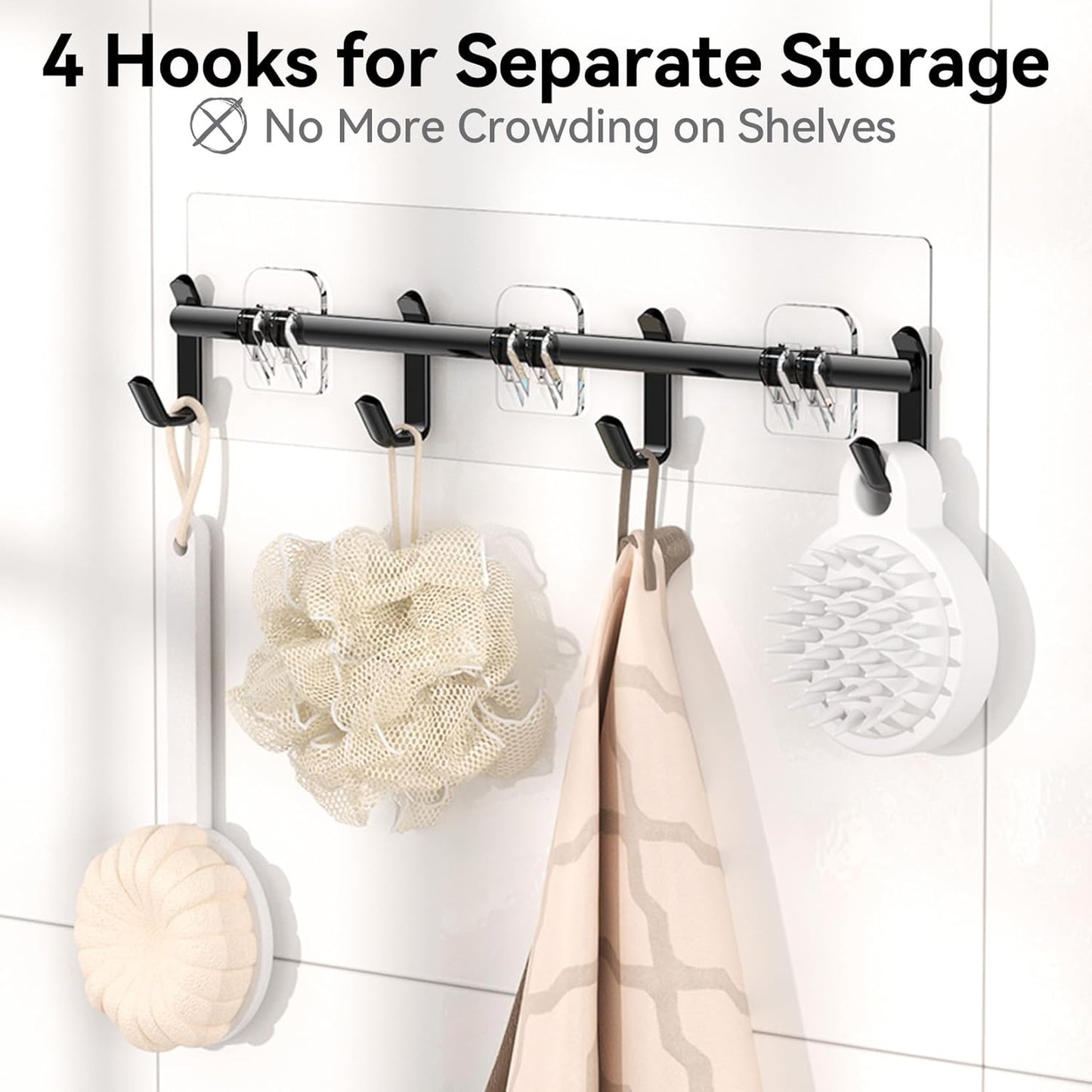 YASONIC Shower Caddy, 100% Rustproof Shelves for Inside Shower, No Drilling Bathroom Organizers and Storage, 6 Pack Large Capacity Bathroom Caddy for Kitchen & Home Decor
