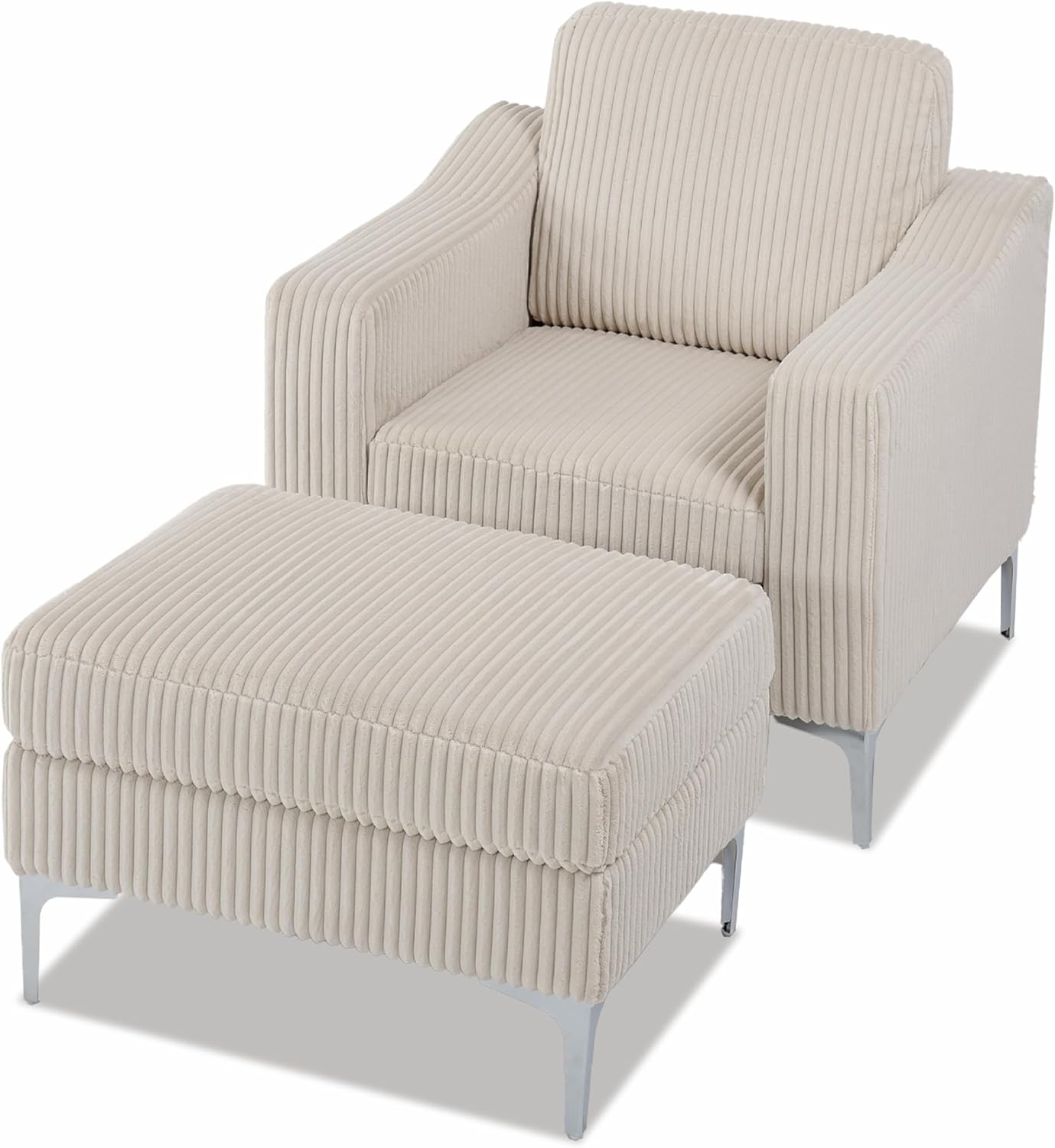 Chifee & Vingol Accent Chair with Ottoman Living Room Chair with Storage Ottoman,Gray