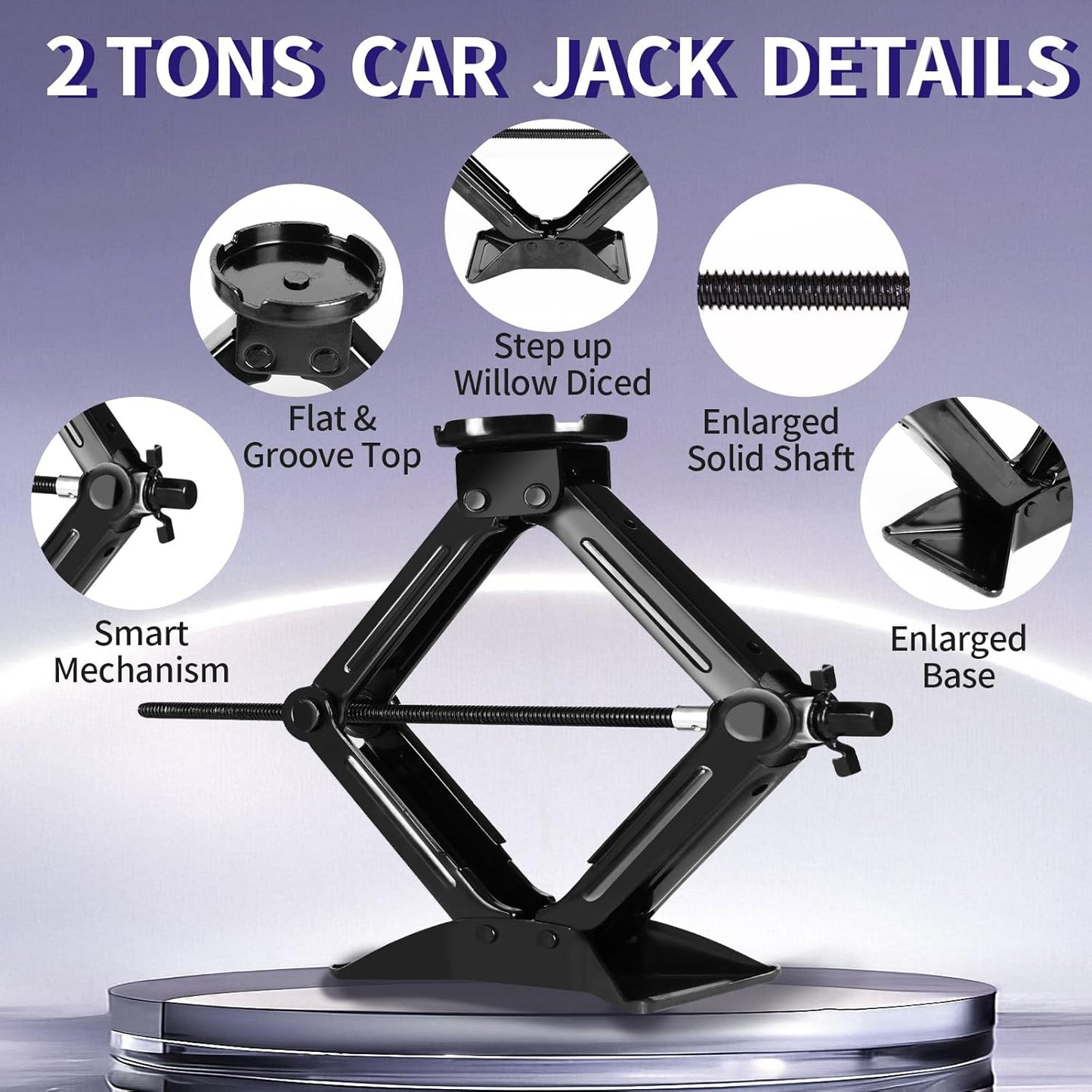 Car Jack Kit 2.5 Ton (5512 lbs),Scissor Jack for Car with Rubber Pad, Equipped with Upgraded Cross Wrench, Portable tire Jack Replacement kit, and SUV MPV car Emergency