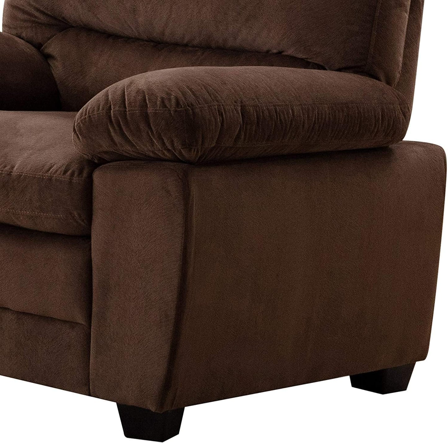 AC Pacific Andres Mid Century Modern Plush Velvet-Like Upholstered Living Room, Chair, Walnut Brown