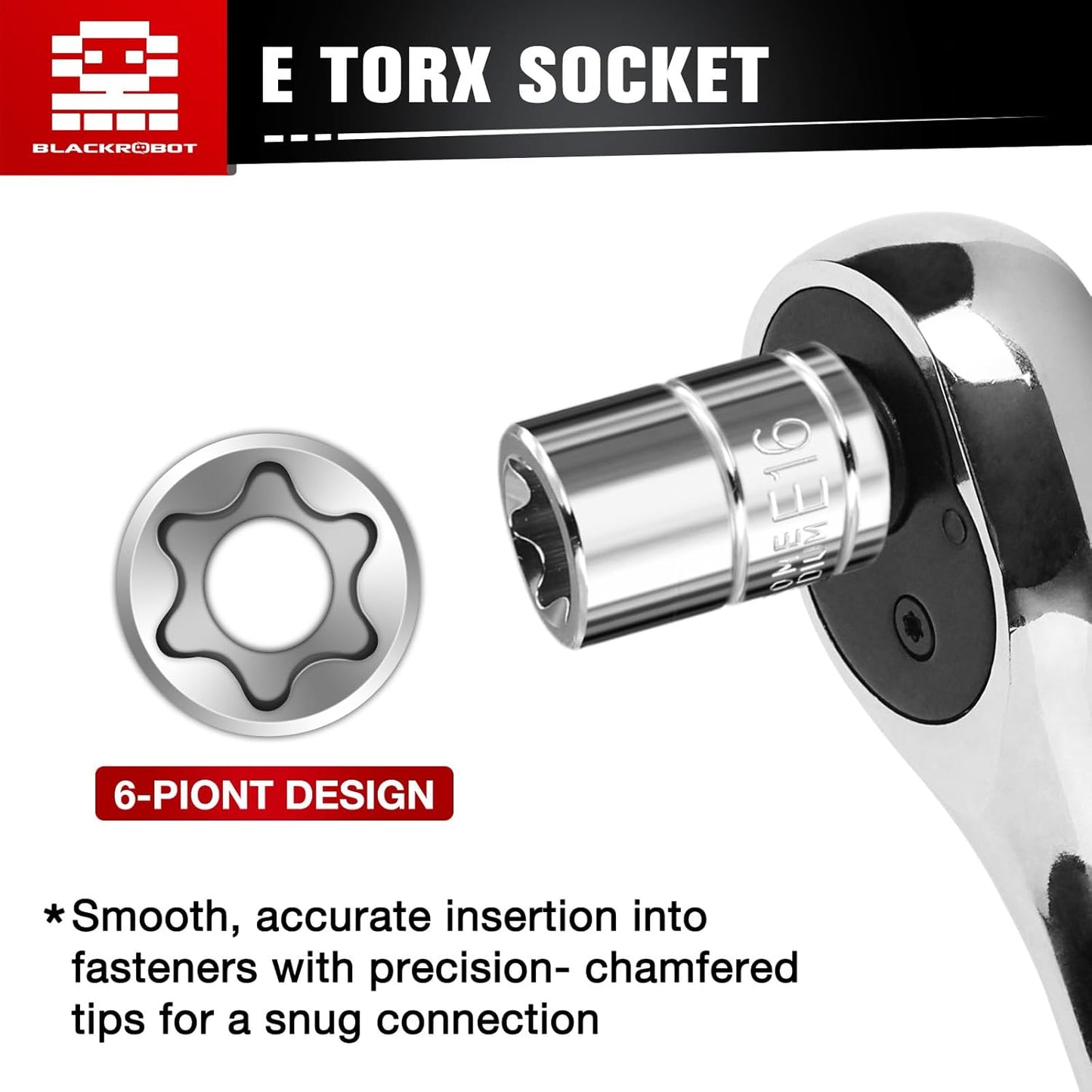 BLACKROBOT 67-Piece Master Torx Bit Socket and E-Torx Socket Set, 1/4” 3/8” 1/2” Drive(E4-E24, T6-T70,TT6-TT70,TP8-TP60), Includes Socket Adapters and Drill Bit Adapters, S2 and Cr-V Steel