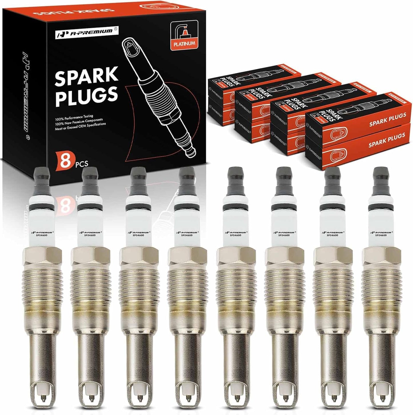 A-Premium Double Iridium Spark Plug Compatible with Ford F-150 2004-2008, F-250/F-350 Super Duty Expedition 2005-2008 & Lincoln Navigator 2005-2008, Mark LT 2006-2008, 5.4L, Pack of 8