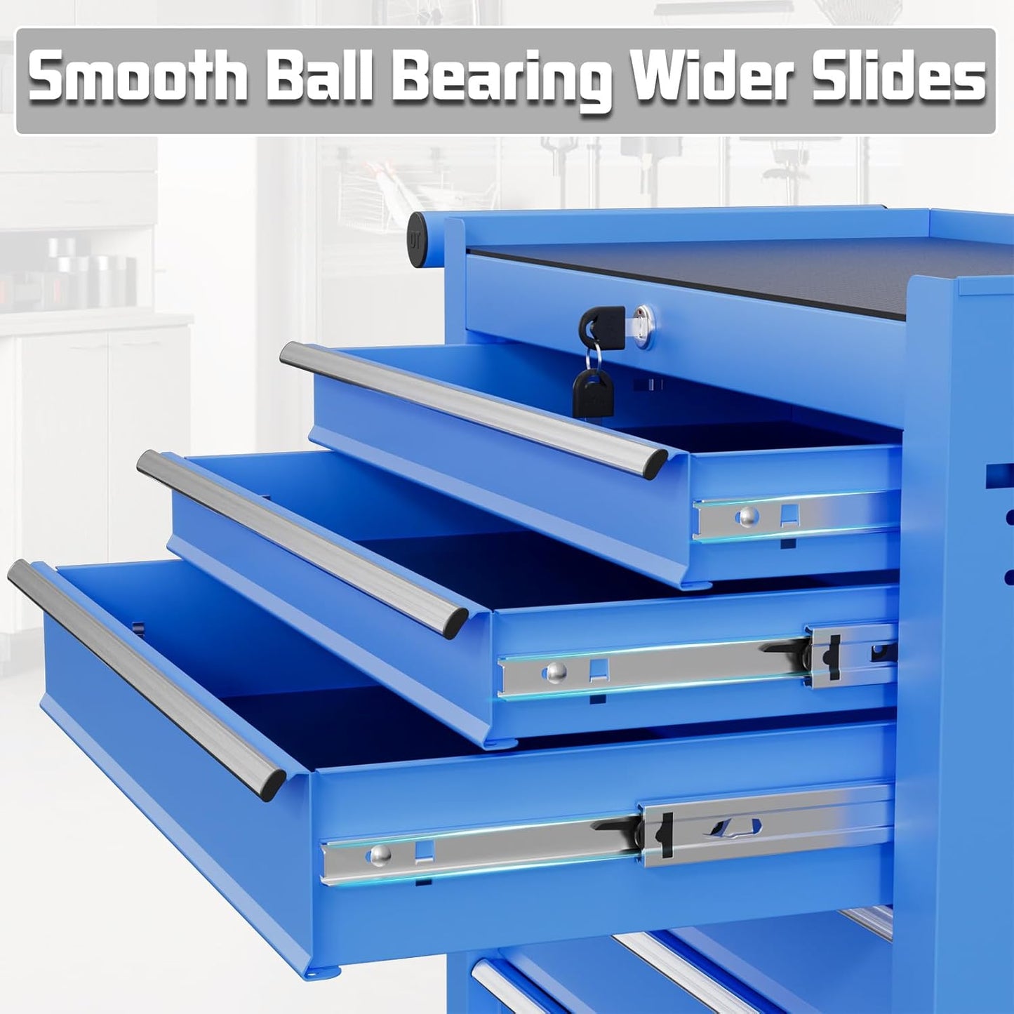 7-Drawer Rolling Tool Chest with Wheels, High Capacity Tool Box with Drawers, Metal Tool Storage Cabinet with Interlock System for Garage, Warehouse and Repair Shopp, Blue