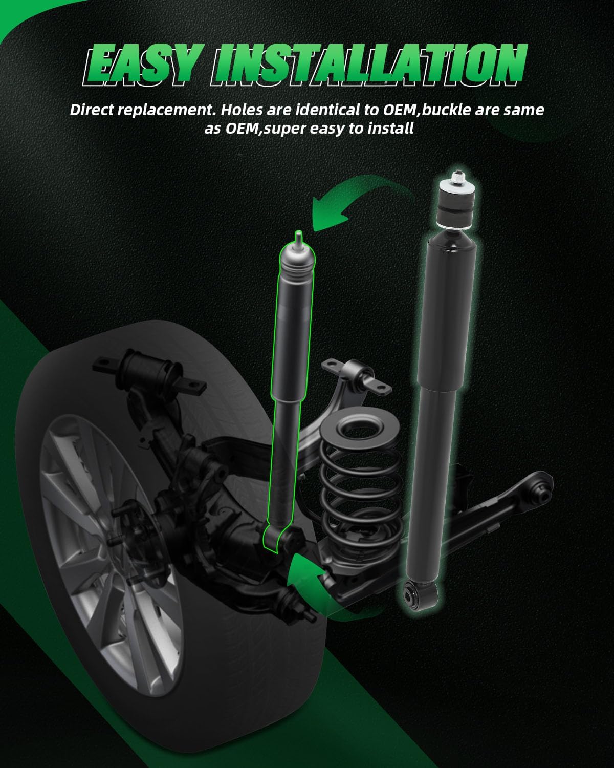 SCITOO - Rear Shock Absorber for Nissan Fits 2014 2015 2016 2017 2018 2019 for Nissan Sentra Shocks 5532 Struts - 2Pc Set