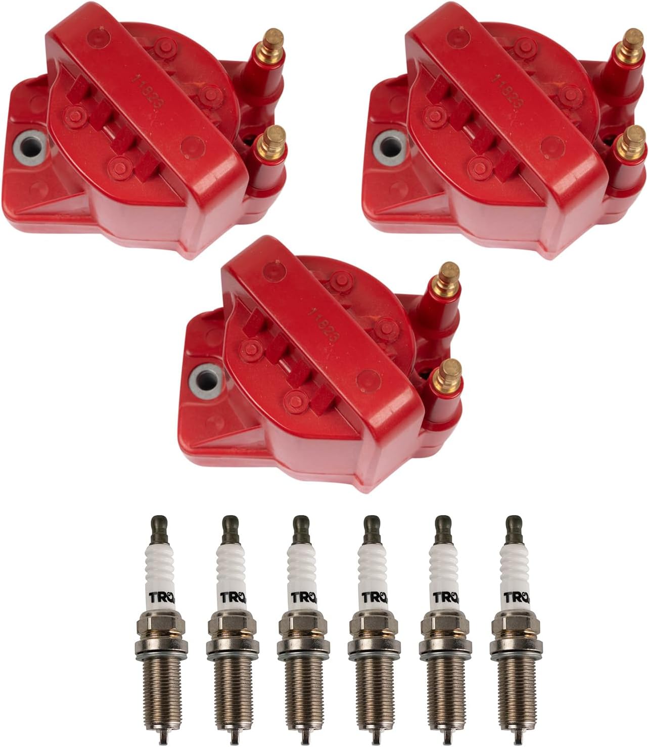 TRQ Ignition Kit Ignition Coil Spark Plugs Compatible with 92-01 Ford 91-97 Lincoln Mercury
