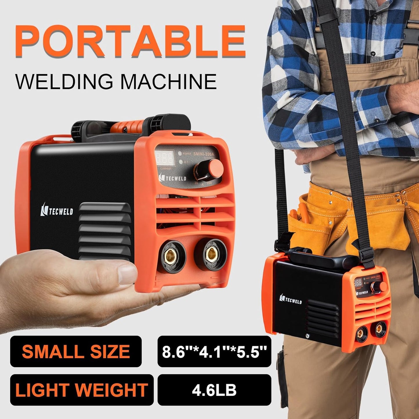 200A Stick Welder 110V, Mini Portable Inverter Welding Machine with Synergic Control, Digital Display, Hot Start, Arc Force, Anti-Stick - Includes Helmet,Gloves,20 Rods & Accessories