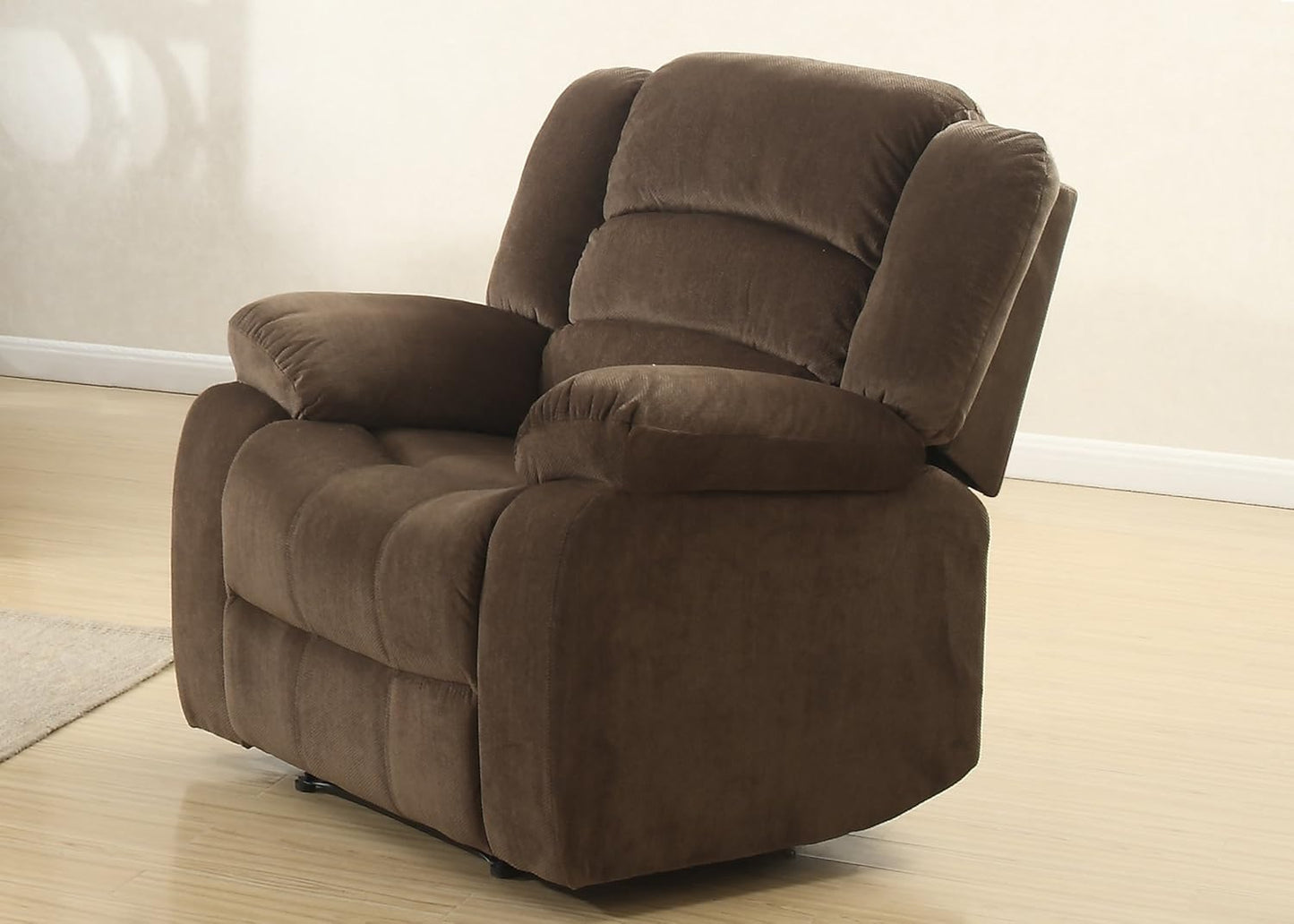 AC Pacific Bill Modern Fabric Upholstered Living Room Reclining with Padded Pillow Top Armrests, Chair, Walnut