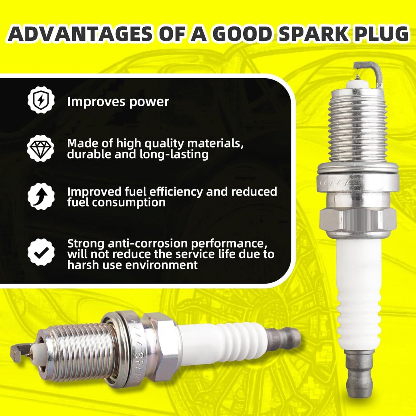 Set of 2 Ignition Coils Pack 9008019007 UF180 & 4 PCS Iridium Spark Plugs with Wire Set Compatible with Toyota Camry Solara RAV4 - L4 2.0 2.2