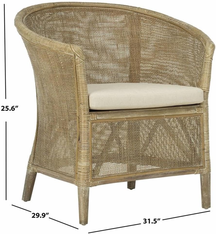 Safavieh Home Collection Alexana Rattan Grey White Wash Armchair