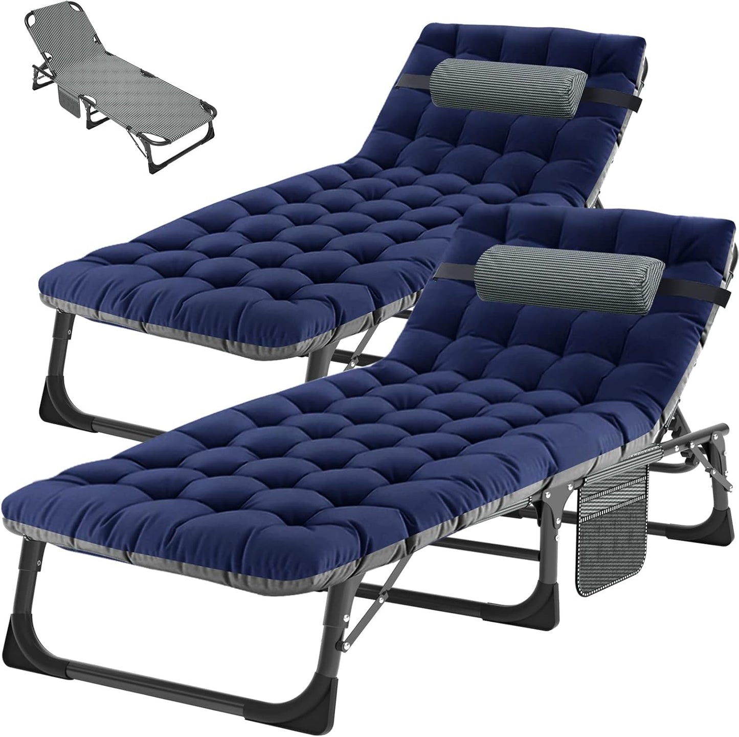 ABORON Chaise Lounge Chair,5 Positions Padded Outdoor Tanning Chair,Heavy Duty Portable Lounge Chair for Outdoor Sunbathing Patio Pool Lawn Deck Poolside,Support up to 440 Lbs
