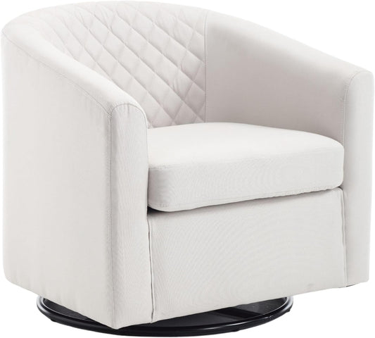 Swivel Rocker Accent Chair,Modern 360 Degree Swivel Barrel Chairs,Round Sherpa Cozy Sofa Chairs,Glide Back and Forth Armchair for Living Room,Bedroom,Office,Beige