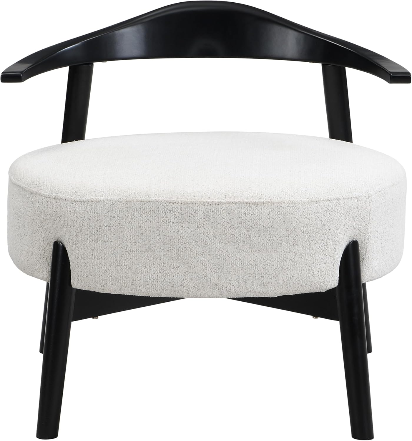 Christopher Knight Home Ipomoea Low Back Accent Chair, Living Room Lounge Chair, Comfy Chair for Bedroom, Wooden Side Chair with Armrest, Reading Chair with Soft Fabric Cushion, Beige+Black