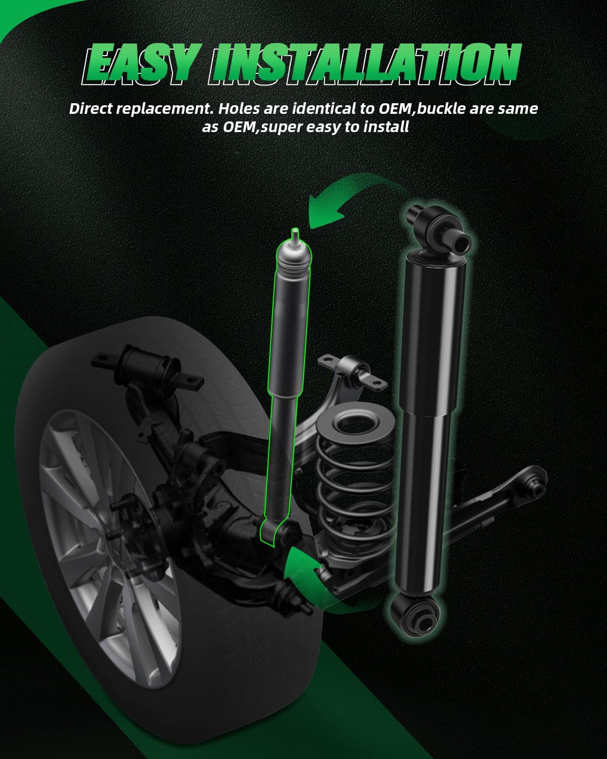 SCITOO Full Set Shocks for Enclave, Shocks Absorbers and Struts Fits 08 09 10 11 12 for Buick Enclave,09 10 11 12 for Chevy Traverse,07 08 09 10 11 for GMC Acadia,07 08 09 for Saturn Outlook