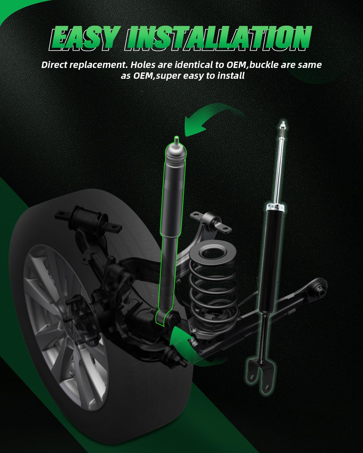 SCITOO - Rear Shock Absorbers for Honda Fits 2016 2017 2018 2019 2020 2021 2022 for Honda Civic Shocks 5545 Shocks Struts - 2Pc Set