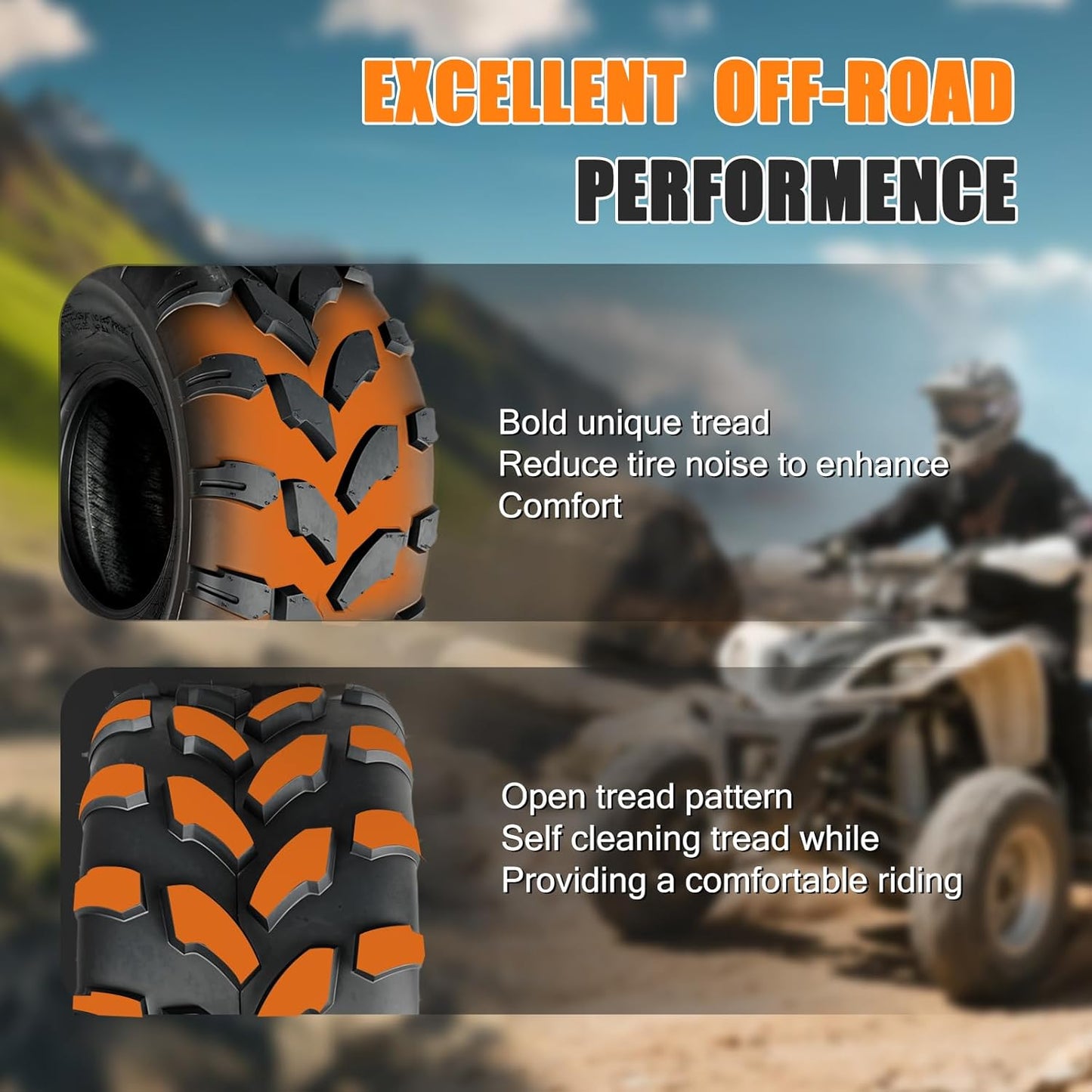 TRIPOWER ATV/UTV Tires 20x10-8 All Terrain 20x10x8 Off-Road Mud Lawn-Mowers Tires, 4 PR, Set of 2