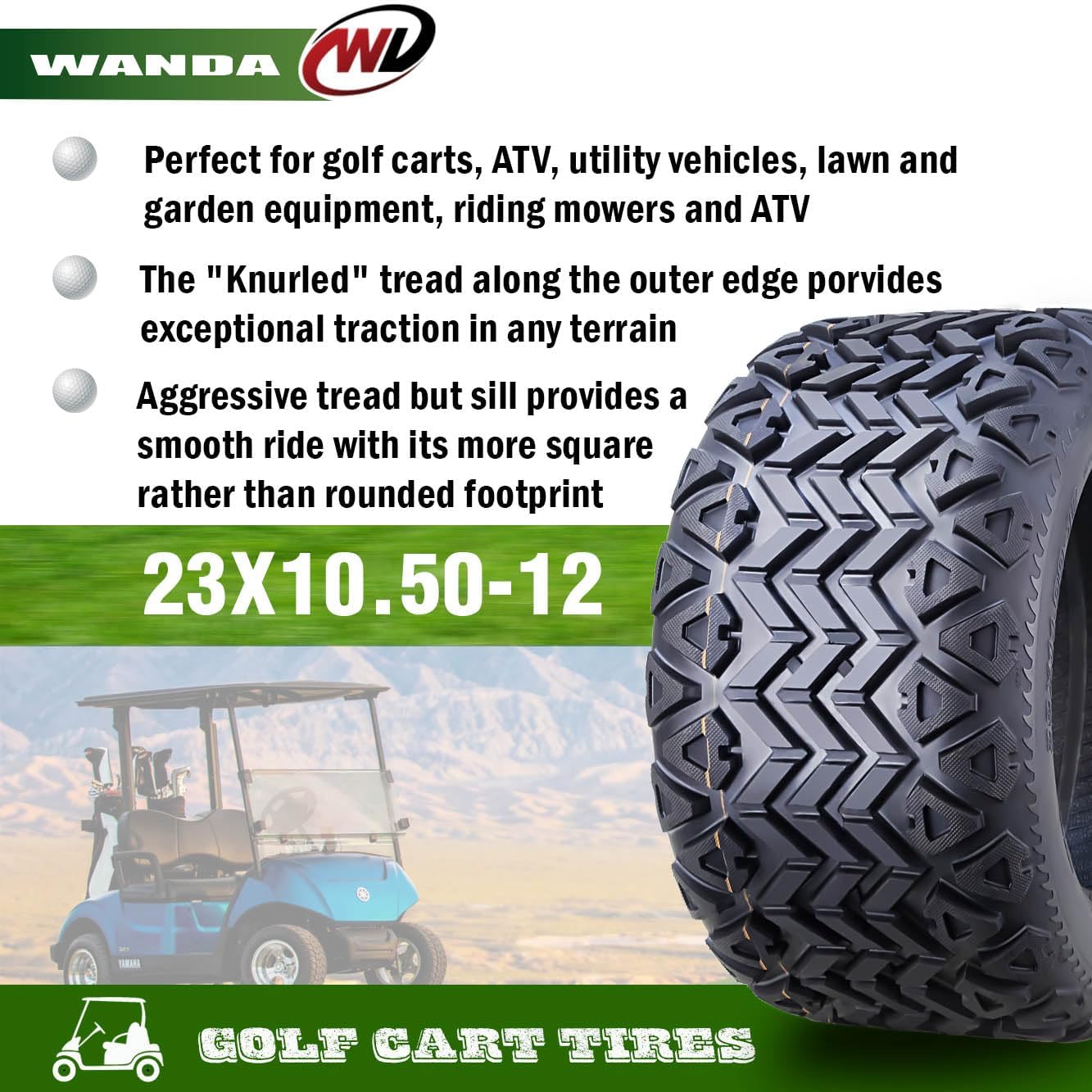 WANDA 23X10.5-12 Golf Cart ATV Tires 4 Ply 23X10.5x12 -Set 4-14034 …