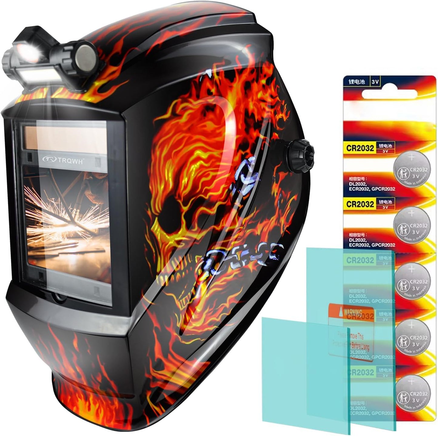 Welding Helmet Auto Darkening Large Viewing True Color Solar Powered Welding Mask with 4 Arc Sensor Adjustable Wide Shade Range 4~5-8/9-13 Welder Mask with Grinding