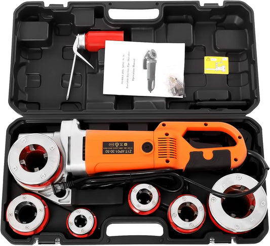 YIYIBYUS Electric Pipe Threading Tool, 2300W Pipe Threader Machine with 6 Dies 1/2"-2", Pipe Cutter Kit with Storage Box for Cutting Threads of Galvanized | Iron | PP | Aluminum | Steel Plastic Pipes