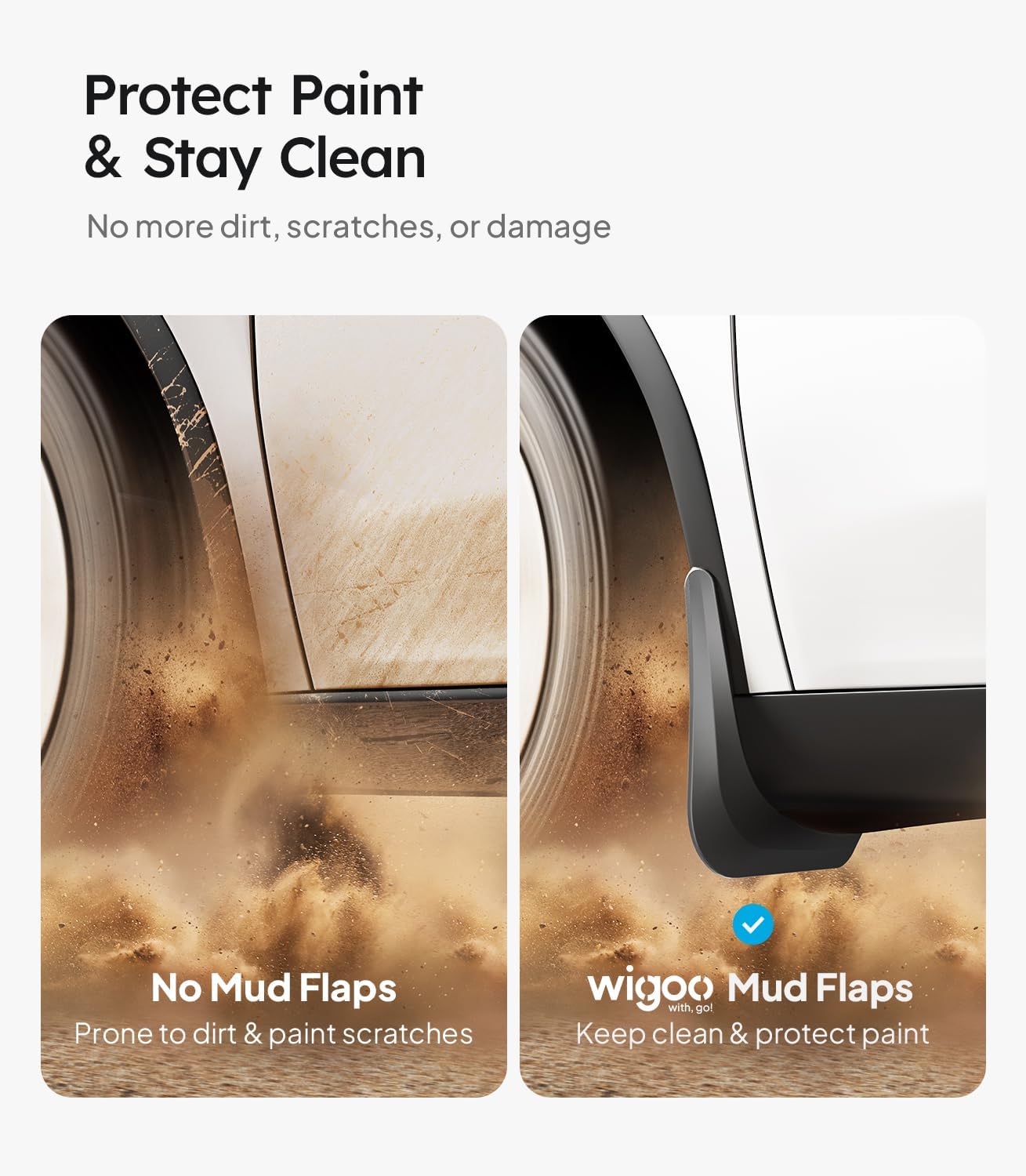 Wigoo 2025 New Tesla Model Y Juniper Accessories Mud Flaps [Stay Clean, Protect Paint] All Weather Guards, No Drilling Required, for Tesla New Model Y 2025 2026 Launch, Thicker Version (Set of 4)