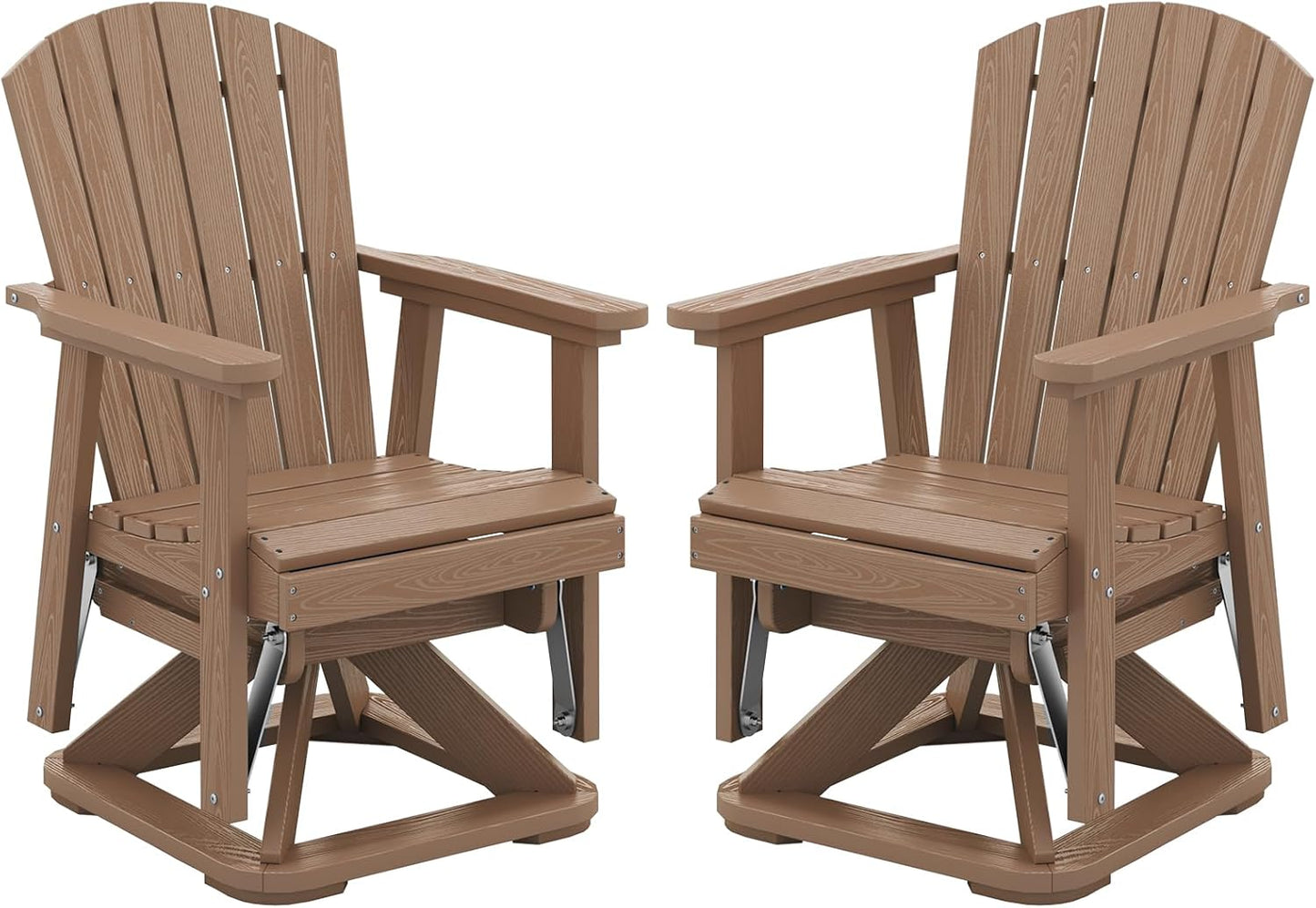 SERWALL Adirondack Swivel Glider Chair, HDPE Swivel Glider Set of 2 for Outdoor, All-Weather Glider Chair for Porch, Balcony, Midnight Black